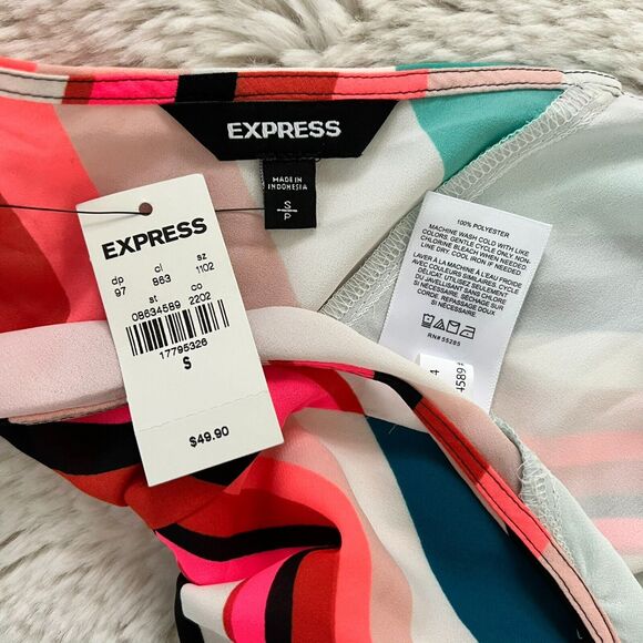 NEW Express Colorful Tie Back Halter Handkerchief Top Y2K Women's Size Small - Picture 11 of 11